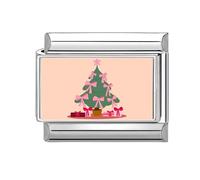 Gissroys Abalorios italianos de conexión de acero inoxidable adornos de Navidad accesorios adecuados para la fabricación de pulseras accesorios rojos navideños, talla única, como se describe