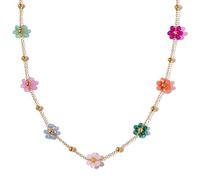 Gissroys Adornos de flores de cristal coloridas cadena de flores/pulsera de cuentas de color oro accesorios de cadena para bodas y trajes diarios joyas hechas a mano, 1, Metal, No.