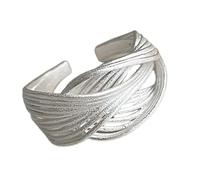 Gissroys Anillos de banda abierta ajustables, elegantes anillos abiertos mate para mujer con tamaño flexible y patrón de línea distintivo, versátil