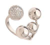 Gissroys Anillos de cobre pulidos inspirados artísticos con circonita cúbica moderno diseño asimétrico para mujer, joyería de moda, como se describe