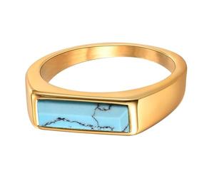 Gissroys Anillos de dedo ajustables de cristal terapéutico laboratorio probado construcción de acero inoxidable 2 años retención de color asegura turquesa natural, como se describe