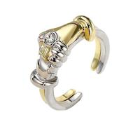 Gissroys Anillos de diseño de extremo abierto, estilo de mezcla de oro y plata, unisex, accesorios de aleación para aniversario, anillos de dos tonos de abrazo, anillos de apretón de manos, como se