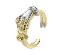 Gissroys Anillos de diseño de extremo abierto, estilo de mezcla de oro y plata, unisex, accesorios de aleación para aniversario, anillos de dos tonos de abrazo, anillos de apretón de manos, como se