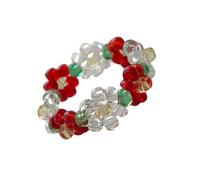 Gissroys Anillos elásticos con cuentas en colores vibrantes, sofisticados anillos de flores para uso diario y ocasiones especiales, cuentas coloridas, talla única, como se describe, como se describe