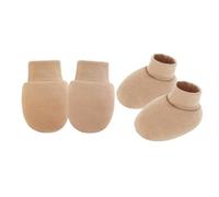 Gissroys Bebé De Algodón Transpirable Y Cubiertas Para Los Pies Con Puños Elásticos No Un Diseño Slip Para Recién Nacidos Cuidado De La Piel Sensible Guantes AntiScratch, caqui, talla única