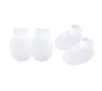 Gissroys Bebé De Algodón Transpirable Y Cubiertas Para Los Pies Con Puños Elásticos No Un Diseño Slip Para Recién Nacidos Cuidado De La Piel Sensible Guantes AntiScratch, Blanco, talla única