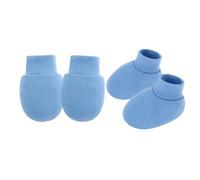 Gissroys Bebé De Algodón Transpirable Y Cubiertas Para Los Pies Con Puños Elásticos No Un Diseño Slip Para Recién Nacidos Cuidado De La Piel Sensible Guantes AntiScratch, azul celeste, talla única