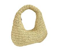 Gissroys Bolso de playa ligero hecho a mano para mujer, bolso de paja, moda vocación, para aventuras al aire libre, bolsa de playa, beige