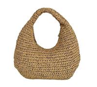 Gissroys Bolso de playa ligero hecho a mano para mujer, bolso de paja, moda vocación, para aventuras al aire libre, bolsa de playa, marrón