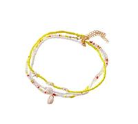 Gissroys Collar de playa multicapa con diseño de tortugas y estrellas de mar naturales, cadena ajustable, joyería para ella, collar multicapa con concha de tortuga, talla única, como se describe, como
