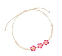 Gissroys Collar frangipani tejido artesanal, polímeros coloridos, flores de arcilla, joyería portátil para festivales de música, uso casual, collar de flores de arcilla, talla única, como se describe