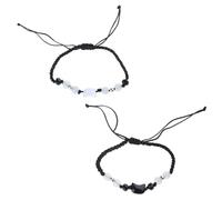 Gissroys Conjunto De 2 Colgantes De Gato Cadena Hecho A Mano Pulseras A Coincidencia Con Adornos De Concha Tejida A Mano Pareja Muñequera Joyería De Moda
