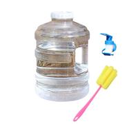 Gissroys Contenedor de agua de alta capacidad a prueba de fugas con grifo integrado y cepillo desmontable para camping, senderismo, al aire libre, contenedor de agua transparente a prueba de fugas