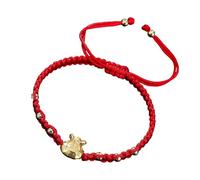 Gissroys Cordón rojo hecho a mano con colgante de nudo de la suerte y campanas para bendiciones de Año Nuevo y cuerda de uso diario con dije, talla única, como se describe