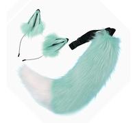 Gissroys Diadema con orejas de lobo con zorros de cola y orejas de lobo y set de cola de Halloween, cosplay, fiesta de zorros, accesorios de disfraz para niños y adultos