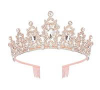 Gissroys Diadema de lujo para niñas, fiesta de cumpleaños, elegante desfile de gotas de agua, cristal para niña, disfraz de boda, elegante diadema para boda