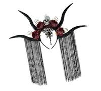 Gissroys Diadema gótica oscura con forma de cuerno de antílope con borlas, accesorio punk para Halloween, accesorios para adultos, adolescentes, Halloween, diadema para mujeres