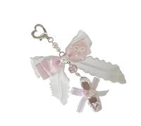 Gissroys Elegante abalorio de perlas de imitación con lazo de mariposa para bolsos, accesorio de moda con cadena de teléfono de tacto cómodo