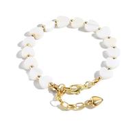 Gissroys Elegante Aleación Perlas Mano Cadenas Corazón/Luna/Estrella Concha Colgante Pulsera Colorida Señoras Pulsera Joyería Para El Uso Diario, talla única, como se describe