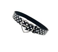 Gissroys Elegante Estrella Embellecido Corazón Cierre Pu Cinturón Decorativo Cintura Para Trajes Casual Y Formal 4 Opción De Color PU Cuero Moda Cinturón, Black Belt White Fiv, Talla única