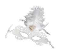 Gissroys Elegante fiesta de diamantes de imitación con plumas máscara de fiesta para galas de noche y fiestas temáticas con forro polar ventilado diademas flexibles elegantes media máscara facial para