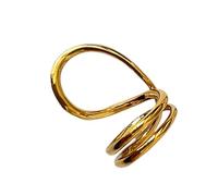 Gissroys Elegante línea doble anillos abstractos elegante joyería única textura metálica artística para mayor durabilidad Anillos artísticos adecuados, como se describe