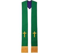 Gissroys Estola bordada ligera para bufanda de clero con borlas para uso activo durante la predicación y reuniones religiosas, estola de crucifijo bordada, T8., Talla única