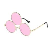 Gissroys Gafas redondas de tres marcos para adolescentes niñas fiesta colorido estilo de lente moda moda Navidad Masquerade hombres sin receta para mujeres hombres mujeres gafas vintage metal, a
