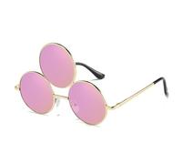 Gissroys Gafas redondas de tres marcos para adolescentes niñas fiesta colorido estilo de lente moda moda Navidad Masquerade hombres sin receta para mujeres hombres mujeres gafas vintage metal, b