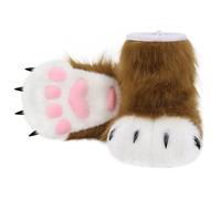 Gissroys Gatos lobo perro zorros pies patas garras zapatos botas de piel cosplay disfraz animal accesorios para adultos niños cosplay gatos lobo perro zorros fursuit pies, marrón, child