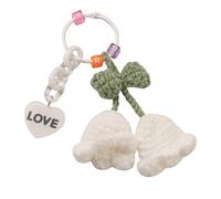 Gissroys Llavero colgante de lirio del valle, llavero hecho a mano, carillones de viento de ganchillo, decoración de bolsillo, llavero, colgante para bolso, lirio del valle llavero, a