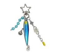 Gissroys Llavero de pez oscilante auténtico diseño de criatura marina flexible articulaciones mochilas decoración para uso diario llavero de pescado realista, azul, Talla única