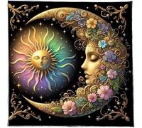 Gissroys Luna de flores patrón de sol astrología mantel tarots divino mantel altares tela juego de mesa de iglesia accesorio luna flor patrón solar tarots tarjeta cubierta espiritual