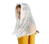 Gissroys Mantilla Velo Iglesia católica Velo Bordado Capilla de Encaje Iglesia de masas Lucha masiva Mantilla latina Católico Católico, Blanco, Talla única