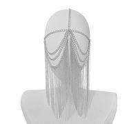 Gissroys Máscara de cadena de cabeza de moda, máscara punk, borlas, máscara de fiesta acusada, regalo para mujeres, niñas, mascarada, cara, tocado, fiesta, discoteca, danza
