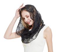Gissroys Musulmanes De Encaje Velos De Novia Mantilla Boda Novia Tocado Velo Para Bodas Y Asambleas Religiosas Mass Católica, Negro 1, Talla única