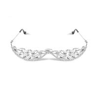 Gissroys Ninguna lente Diamanted Half Gafas Marco Forma V Piedras angulares Gafas De Sol Sin Lentes Medio Marco Gafas De Diamante Sin Cristal, plata, talla única