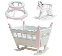 Gissroys Paquete 3 Muebles Dormitorio Guardería Madera En Miniatura para 1/12 Casas Muñecas para Niños Fingir Jugar Juguete para Niños Diseño Seguro