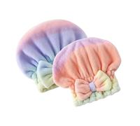 Gissroys Paquete de 2 gorros de baño de forro polar supersuaves con degradados de arco iris, secado rápido, turbante elástico para mujer, terciopelo coral, ducha