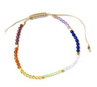 Gissroys Pulsera de cuentas hecha a mano con cuentas coloridas, curación de chakras, equilibra las perlas de piedra natural brazaletes para trenzados, talla única, como se describe