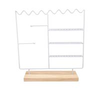 Gissroys Soporte para joyas artístico con base de madera extraíble, soporte para pendientes, organizador de escritorio ajustable para pendientes, anillos, cadenas, soporte para joyas, talla única