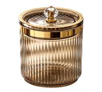 Gissroys Tarro de almacenamiento de baño para bolas de algodón, almohadillas de maquillaje, accesorios de maquillaje, soporte con tapa protectora, dispensador de palillos de dientes, almacenamiento de