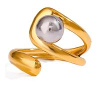 Gissroys Único abierto de acero inoxidable abierto patrón lineal anillos de dedo ajustable construcción de metal accesorio para el desgaste diario línea abierta irregular, como se describe