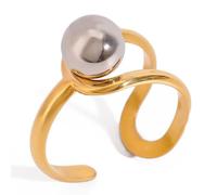 Gissroys Único abierto de acero inoxidable abierto patrón lineal anillos de dedo ajustable construcción de metal accesorio para el desgaste diario línea abierta irregular, como se describe