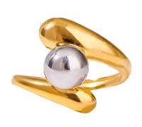 Gissroys Único abierto de acero inoxidable abierto patrón lineal anillos de dedo ajustable construcción de metal accesorio para el desgaste diario línea abierta irregular, como se describe