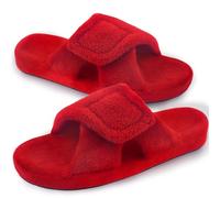 Git-up Zapatillas de Estar por Casa para Mujer Espuma de Memoria con Soporte del arco Gancho y bucle Diabético Amplio Punta abierta Zapatos de Casa Interior Exterior, Arco-Rojo 36