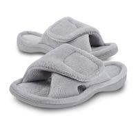 Git-up Zapatillas de Estar por Casa para Mujer Espuma de Memoria con Soporte del arco Gancho y bucle Diabético Amplio Punta abierta Zapatos de Casa Interior Exterior, Gris 5/6