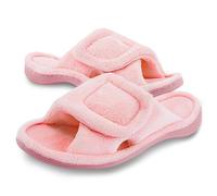 Git-up Zapatillas de Estar por Casa para Mujer Espuma de Memoria con Soporte del arco Gancho y bucle Diabético Amplio Punta abierta Zapatos de Casa Interior Exterior, Rosa 11/12