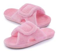 Git-up Zapatillas de Estar por Casa para Mujer Espuma de Memoria con Soporte del arco Gancho y bucle Diabético Amplio Punta abierta Zapatos de Casa Interior Exterior, Arco-Rosa 36