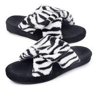 Git-up Zapatillas de Estar por Casa para Mujer Espuma de Memoria con Soporte del arco Gancho y bucle Diabético Amplio Punta abierta Zapatos de Casa Interior Exterior, Arco-Cebra 37